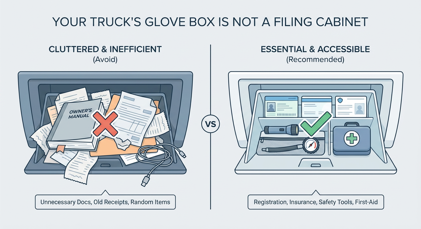 Your [Truck](https://en.wikipedia.org/wiki/Truck)'s Glove Box Is Not a Filing Cabinet infographic