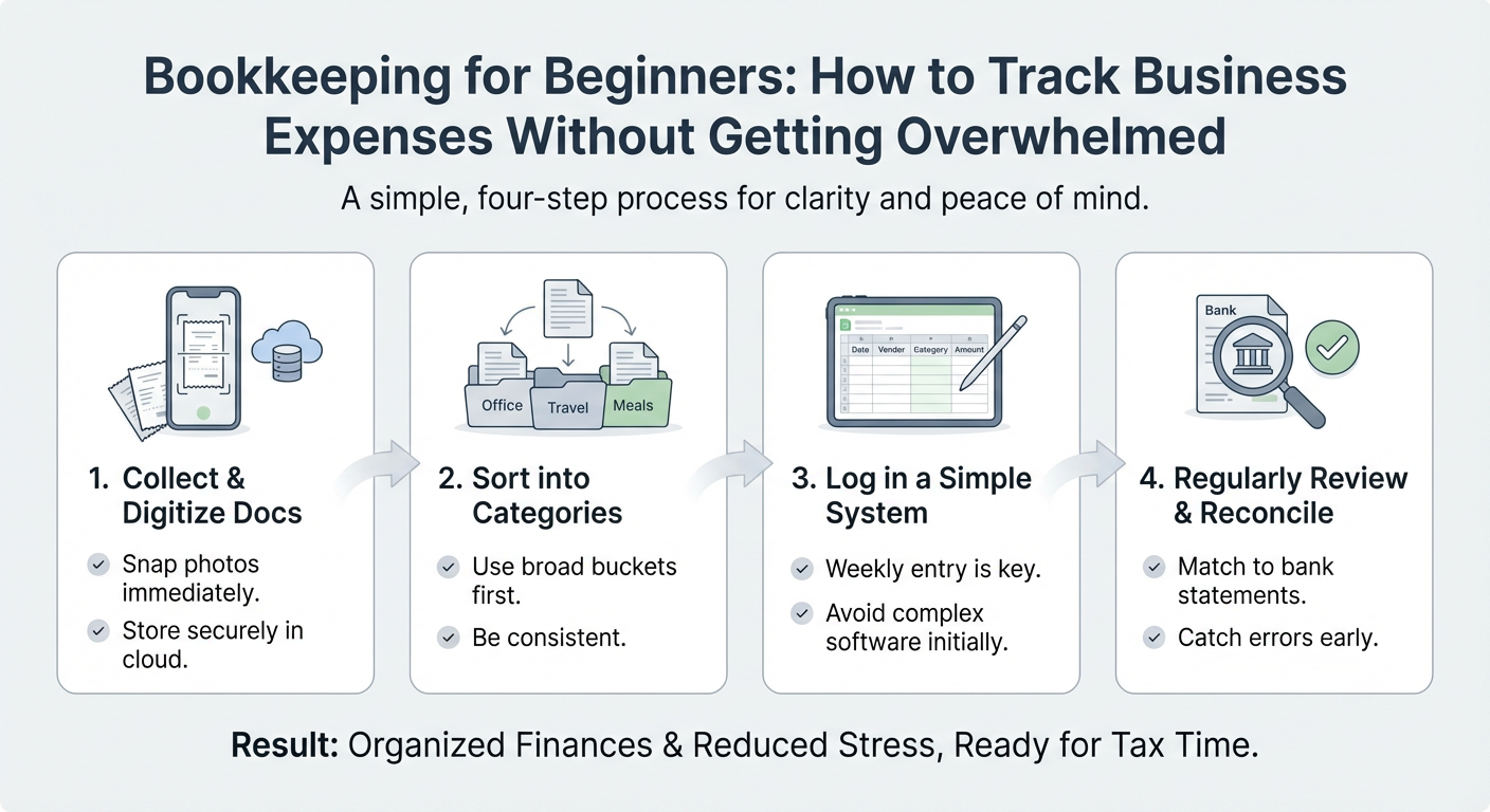 Bookkeeping for Beginners: How to Track Business Expenses Without Getting Overwhelmed infographic