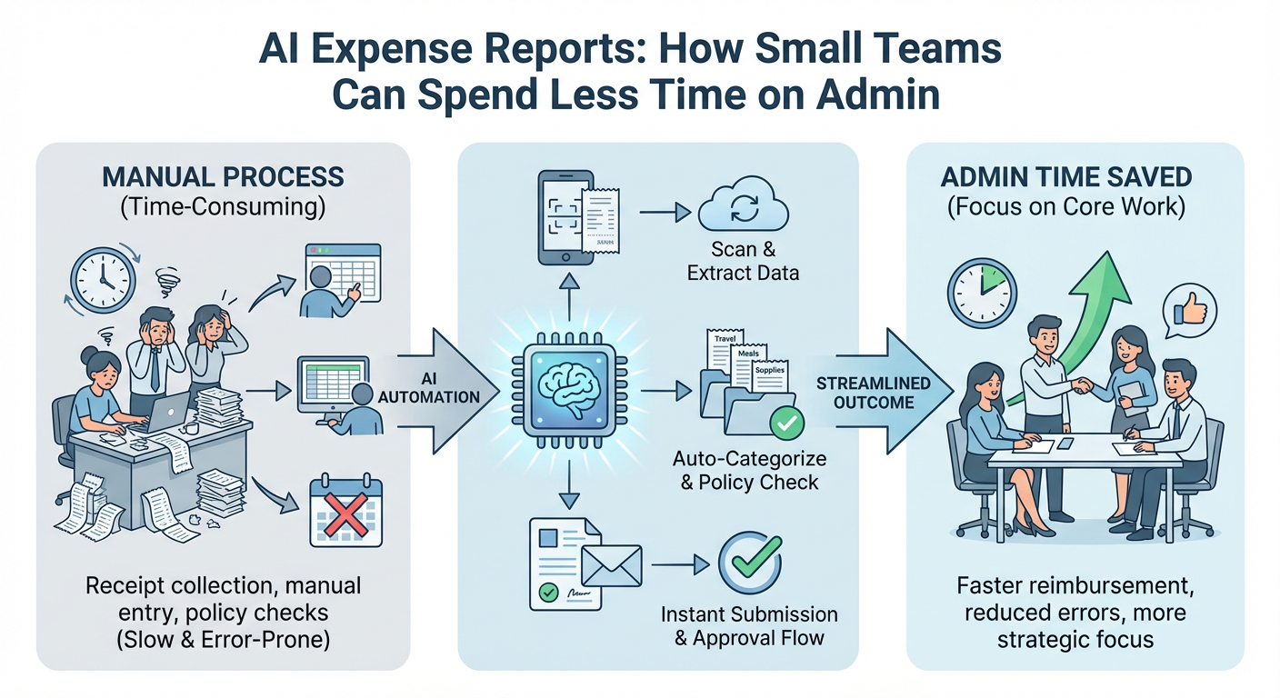 AI Expense Reports: How Small Teams Can Spend Less Time on Admin infographic