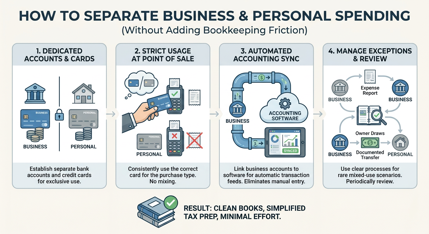 How to Separate Business and Personal Spending Without Making Bookkeeping Harder infographic